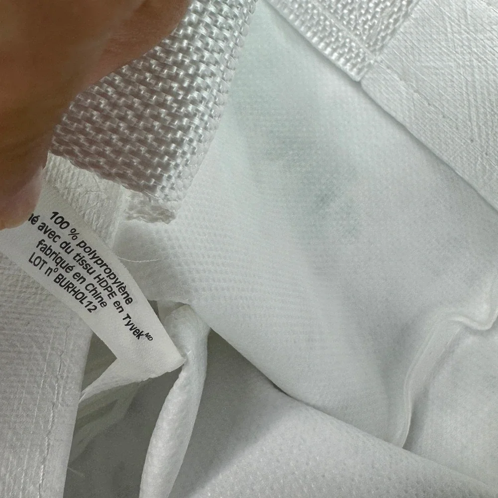 Lululemon Reusable Tote Bag White Small Tyvek Polypropylene Black Logo Shopper